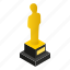 award, celebrity, gold, golden, isometric, male, statue 