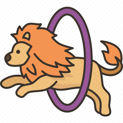 Lion, jumping, hoop, beast, excitement icon - Download on Iconfinder