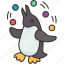 penguin, show, juggling, funny, animal 