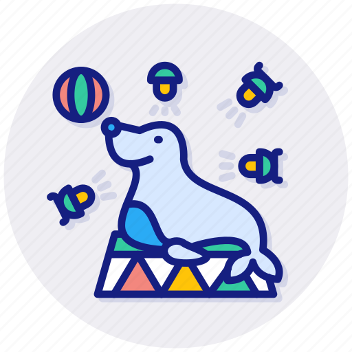 Circus, seal, ball, animal, sea, show icon - Download on Iconfinder