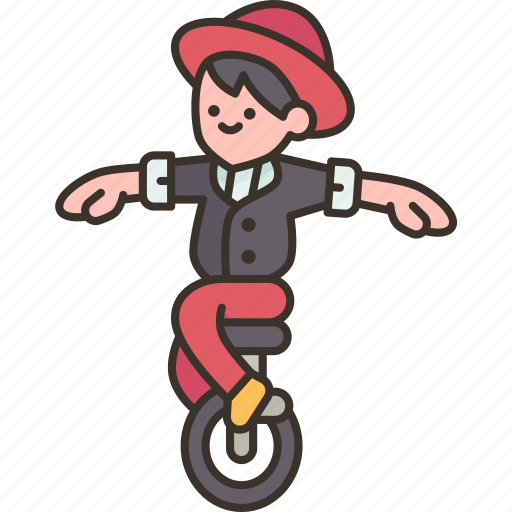 Unicyclist, balancing, wheel, performance, entertainment icon - Download on Iconfinder