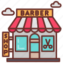 barber, shop, hairdresser, salon, scissors, clouds, sign, board