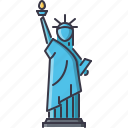 architecture, building, liberty, sight, statue, torch