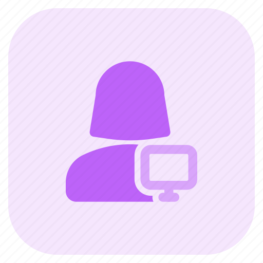 Single, woman, user, monitor icon - Download on Iconfinder