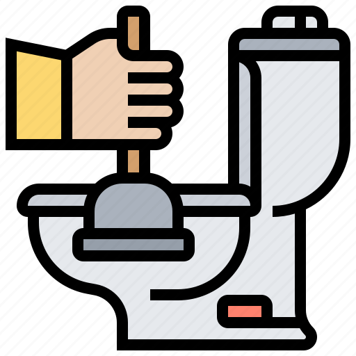 Clogged, flush, plunger, sanitary, toilet icon - Download on Iconfinder