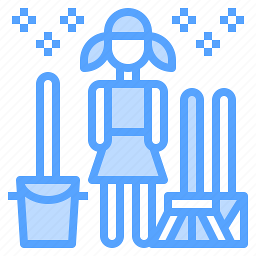 Broom, mop, pail, swab, woman icon - Download on Iconfinder