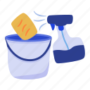bucket, cleaning, spray, business, soap