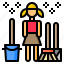 broom, mop, pail, swab, woman 