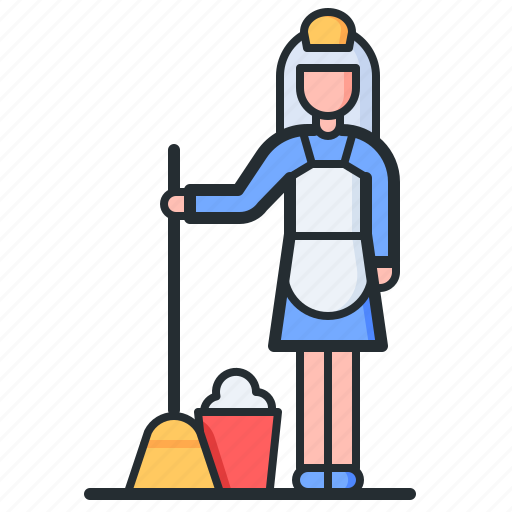 Maid, cleaning, mop, girl icon - Download on Iconfinder