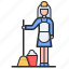 maid, cleaning, mop, girl 