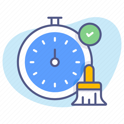 Cleaning time, clock, stopwatch, schedule, cleaning, broom icon - Download on Iconfinder