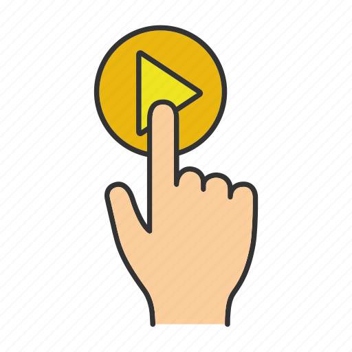 Click, finger, music, play, press, start, video icon - Download on Iconfinder