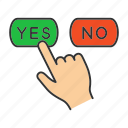 accept, agree, decline, disagree, finger, no, yes