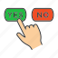 accept, agree, decline, disagree, finger, no, yes 