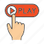 click, finger, music, online, play, start, video 