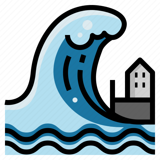 Beach, destruction, disaster, floods, house, tsunami, wave icon - Download on Iconfinder