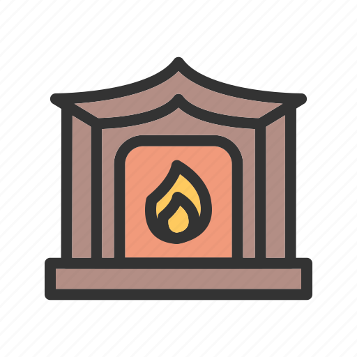 Burning, cabin, fire, fireplace, home, warm, winter icon - Download on Iconfinder