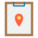 business, clipboard, location, map, paper, pointer