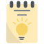 notepad, clipboard, notes, idea, light, bulb 