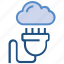 cloud, cloud plugin, electricity, plug, server, storage, switch 