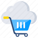 cloud shopping, cloud purchase, cloud commerce, handcart, shopping cart