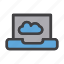 cloud, laptop, network, server 