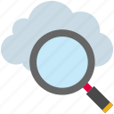 cloud, computing, find, magnify glass, searching