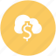 cloud network, currency symbol, dollar sign, financial concept, global business, modern technology, online business 