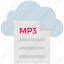 cloud, computing, document, file, format, mp3, text 