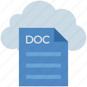 cloud, computing, doc, document, file, format, text