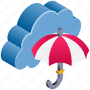 cloud, computing, insurance, protection, umbrella, weather