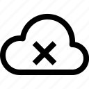 icloud, cancel, delete, sign, cloud, disconnectivity, disconnection