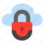 padlock, lock, security, protection, password, key, cloud 
