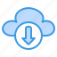 cloud, download, arrow, down, file, document, database 