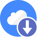 arrow, cloud, cluouding, direction, down, download