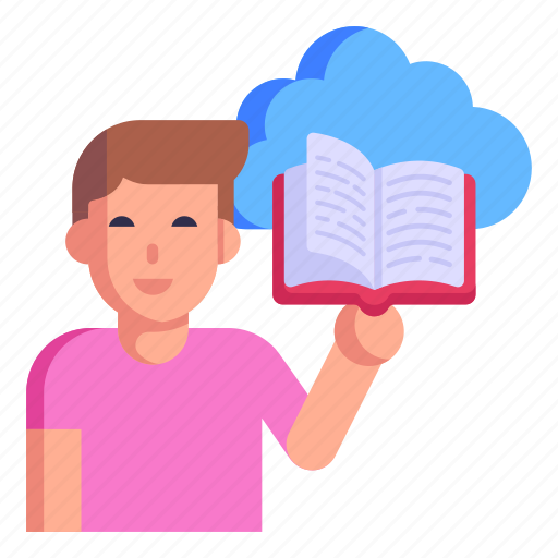 Cloud library, ebook, cloud book, internet library, digital library icon - Download on Iconfinder