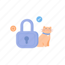 padlock, cat, pet, lock, secure, security, shield, access, protection