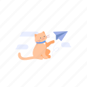 send, cat, pet, airplane, fly, message, conversation, talk, chat