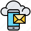 cloud, data, letter, mail, smartphone, technology 