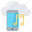 cloud, data, file, music, smartphone, technology 