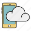 cloud, iphone, mobile, phone, smartphone, sync, communication 