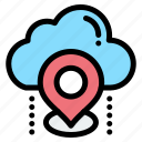 cloud, gps, location, map, pin