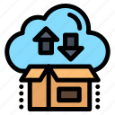 arrow, box, cloud, gift, package