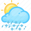 cloud, forecast, rainy, shower, snow, sun, weather