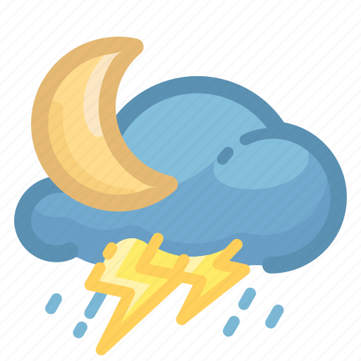 Cloud, forecast, moon, rain, rainy, thunderstorm, weather icon - Download on Iconfinder