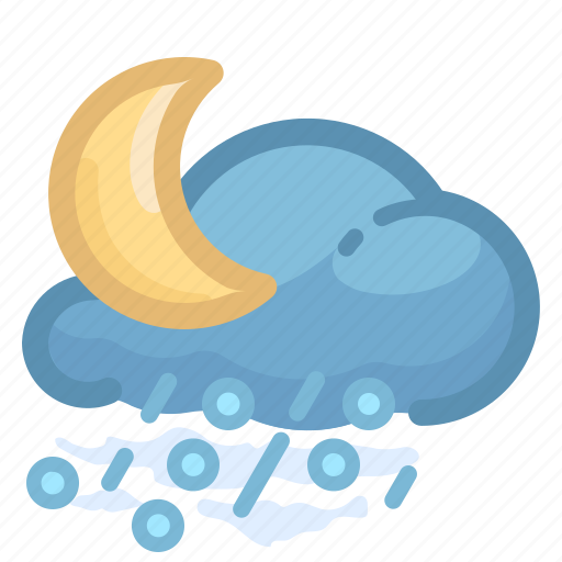 Cloud, forecast, hail, moon, rain, rainy, weather icon - Download on Iconfinder