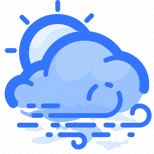 Cloud, forecast, overcast, sun, weather, wind, windy icon - Download on Iconfinder