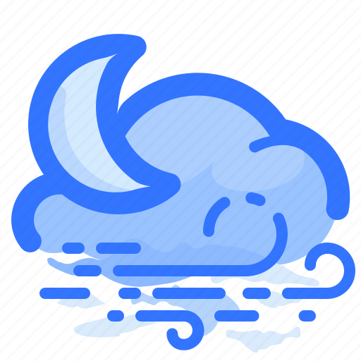 Cloud, forecast, moon, night, overcast, weather, wind icon - Download on Iconfinder