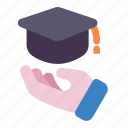 hand, hat, graduate, graduation, diploma, mentoring, coaching