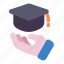 hand, hat, graduate, graduation, diploma, mentoring, coaching 